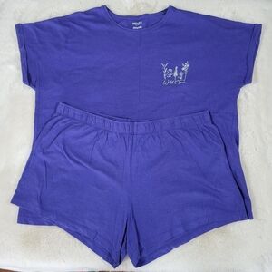 Purple Graphic T-Shirt and Shorts Set
